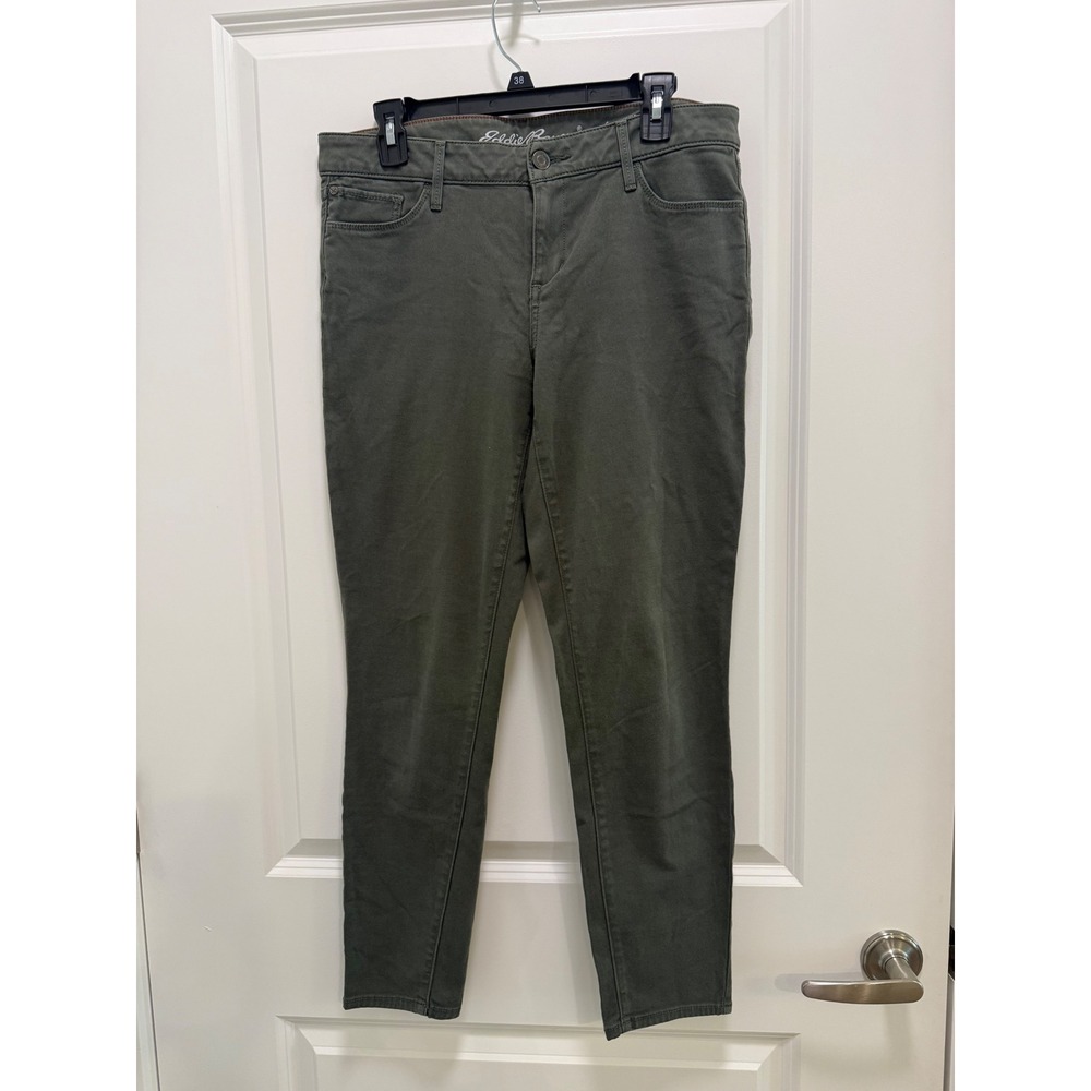 Eddie Bauer Women 8 Slightly Curvy Skinny Ankle Pants Olive Green Mid Rise